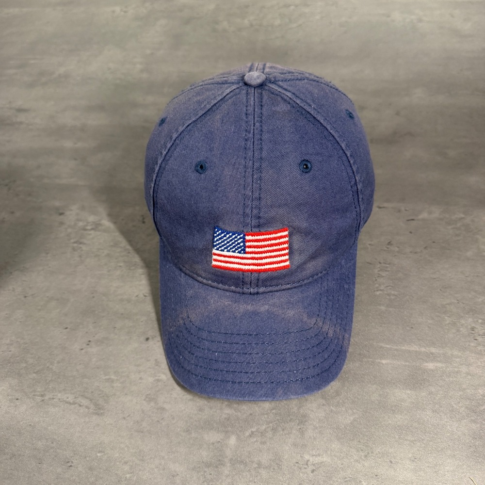 Harding Lane Baseball Cap Men Navy Needlepoint American Flag Embroidered Dad Hat